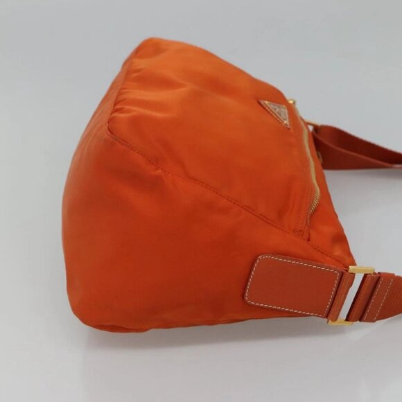 PRADA Shoulder Bag Nylon Orange Gold Auth 113766V - Picture 4 of 15